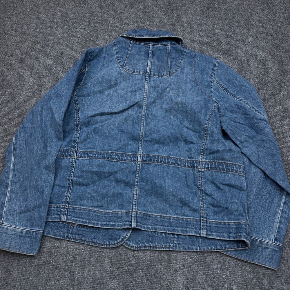 NEW J. Jill Denim Jacket Women MP Medium Petite Jean Chore Barn Patch Pocket - Picture 4 of 8